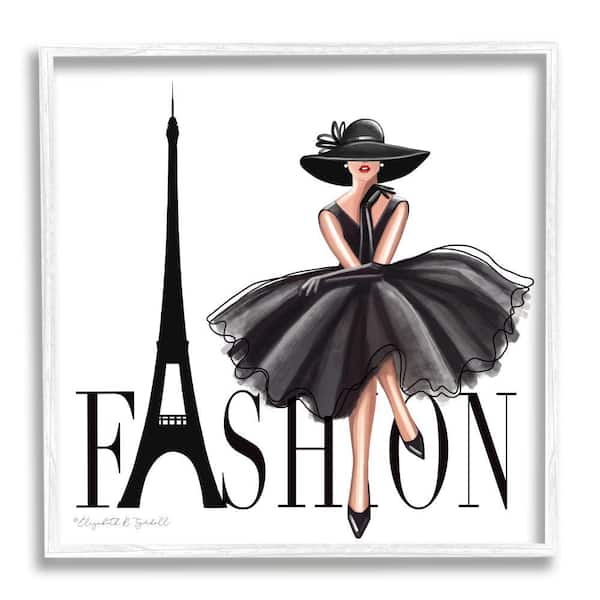 Stupell Industries Parisian Fashion High Design Black Dress By Elizabeth Tyndall Framed Print Abstract Texturized Art 12 in. x 12 in.