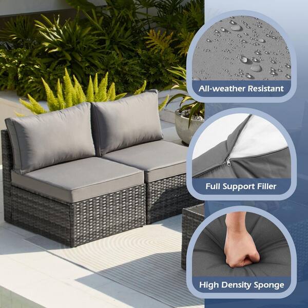 Zeus & Ruta 7-Piece Wicker Outdoor Sectional Set Conversation Sets