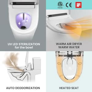 STYLEMENT Electric Smart Bidet Seat for Elongated Toilet in White, Remote Control, UV-A LED Sterilization, Made in Korea