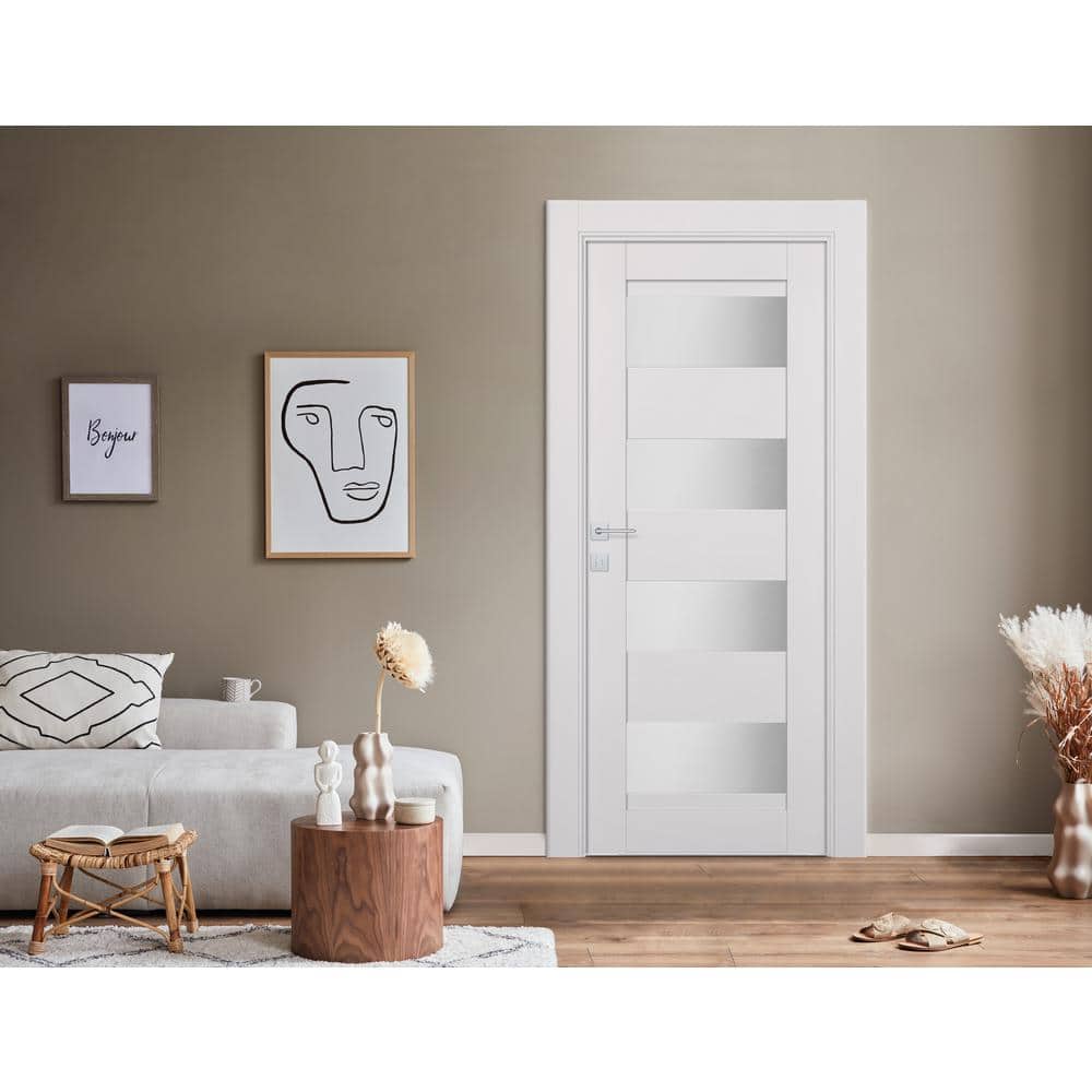 Bianco Noble Frosted Glass Solid Core Door Slab 36" x 96"