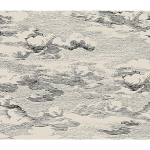 Beige  and  Black Clouds Vinyl Peel and Stick Wallpaper Roll 30.75 sq. ft.