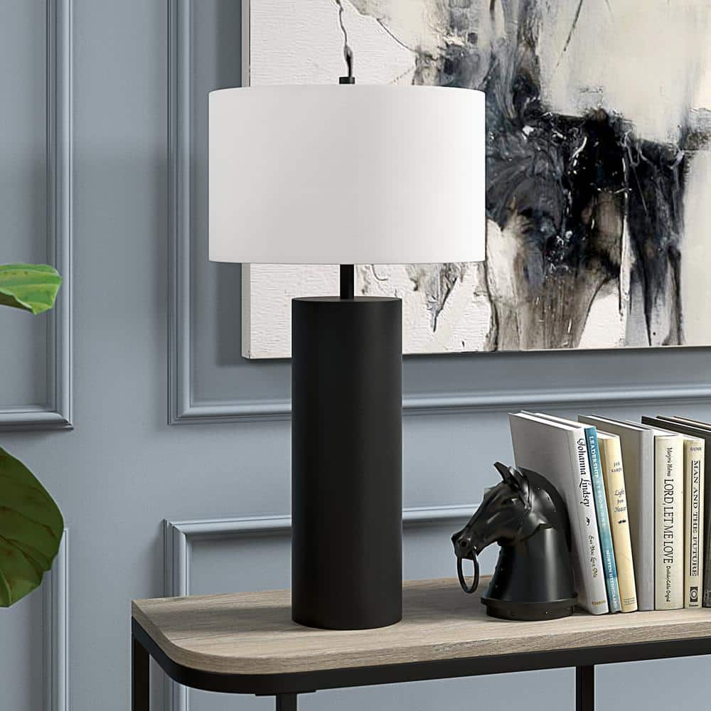 York 29.5" Blackened Bronze Table Lamp with Fabric Shade