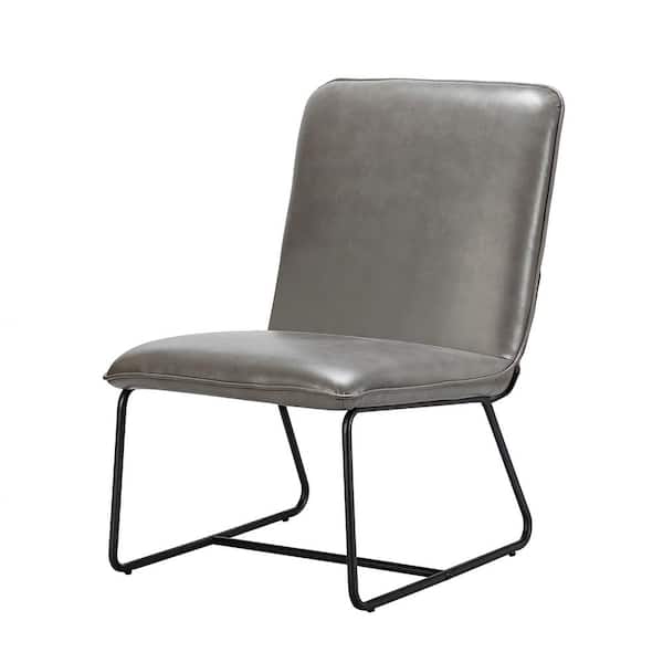 JAYDEN CREATION 0rorbia Upholstered Accent Grey Side Chair with Metal Base