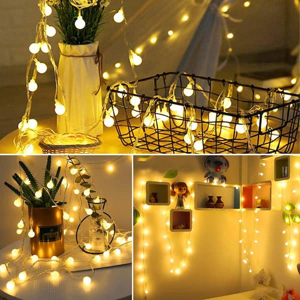 40-Light 16.4 ft. Indoor/Outdoor Battery Operated Integrated LED Globe Fairy String -Light, Warm White for Outdoor Decor