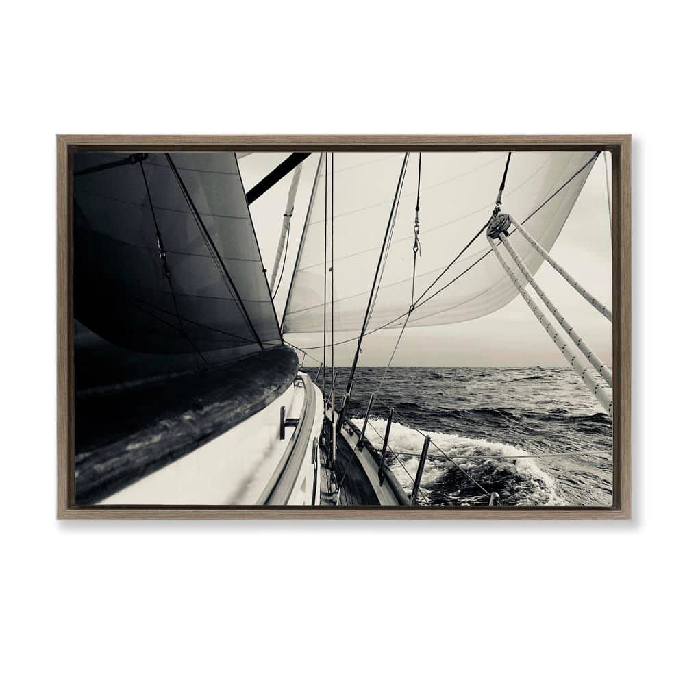 Sailing The Sea View by LSR Design Studio Brown Floater Frame Typography Graphic Art Print 17 in. x 25 in. price history on PriceWatchPro