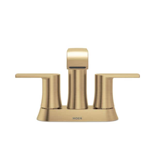 Genta 4 in. Centerset Double-Handle Bathroom Faucet with Drain Kit Included in Bronzed Gold