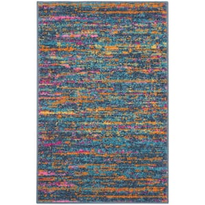 Passion Blue/Multicolor 2 ft. x 3 ft. Persian Modern Area Rug
