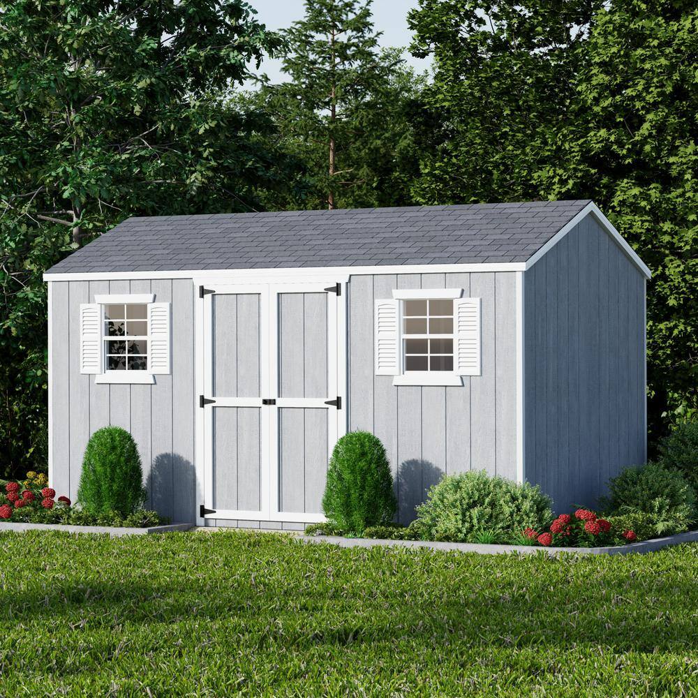 8 ft x 14 ft Blue Wooden Storage Shed Kit with Windows
