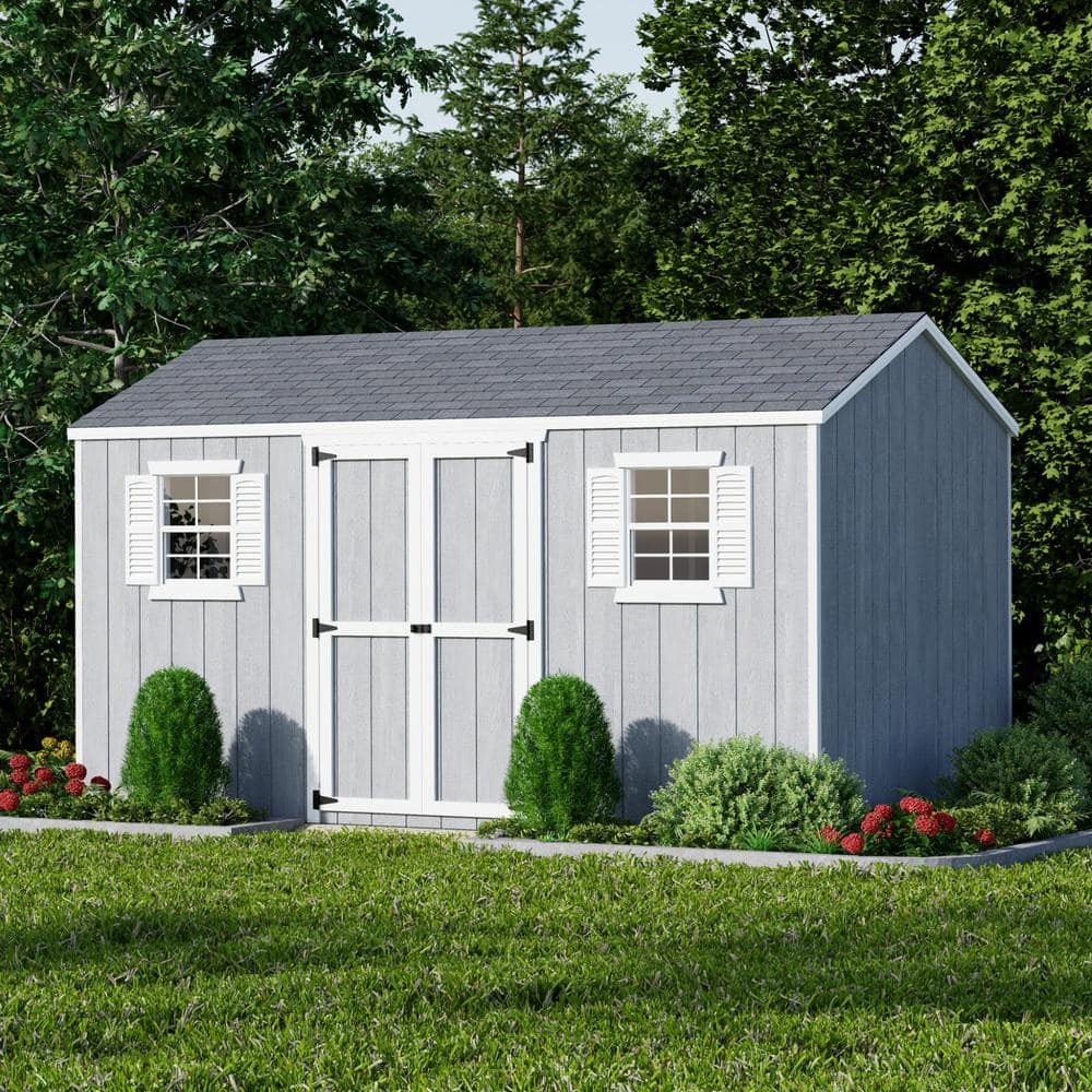 8 ft x 14 ft Blue Wooden Storage Shed Kit with Windows