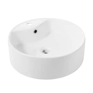 Monaco Glossy White Ceramic Round Vessel Sink