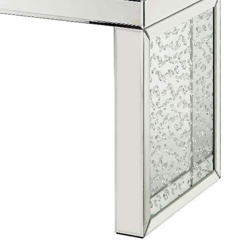 Nysa Glam Mirrored & Wood Accent Table with Faux Crystals