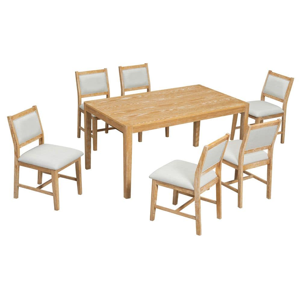 7-Piece Solid Wood Outdoor Conversation Patio Furniture Set with Beige Cushions price history on PriceWatchPro