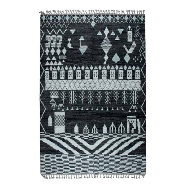 Black 12 ft. x 15 ft. Hand-Knotted Wool Contemporary Marrakech Handspun, Elegant and Durable Rug for Livin, Area Rug
