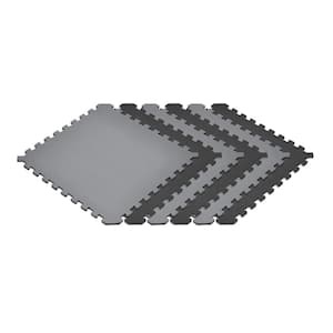 Black/Gray 24 in. x 24 in. x 0.51 in. Foam Interlocking Reversible Floor Mat (6-Pack)