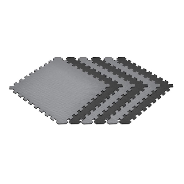 Norsk Black/Gray 24 in. x 24 in. x 0.51 in. Foam Interlocking Reversible Floor Mat (6-Pack)