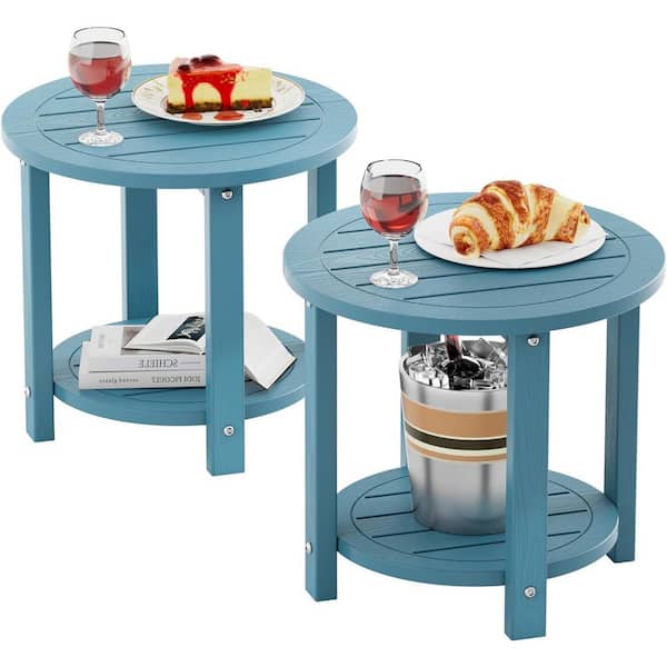 Mximu 16.9 in. H Blue Round Double Layer Plastic Adirondack Outdoor ...