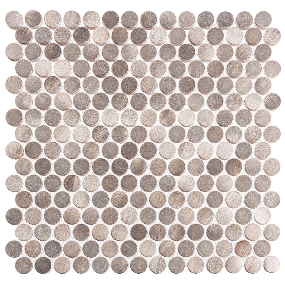 Orb Tanne Silver/Gold/Gray 4.5 in. x 8.25 in. Penny Round Smooth Metal Mosa