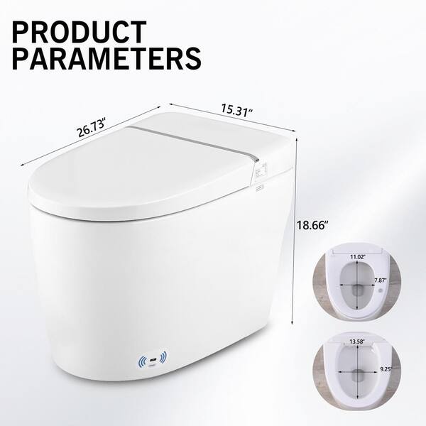 WELLFOR Elongated Smart Bidet Toilet with Self-Cleaning Nozzle, Heated Seat, and Night Light