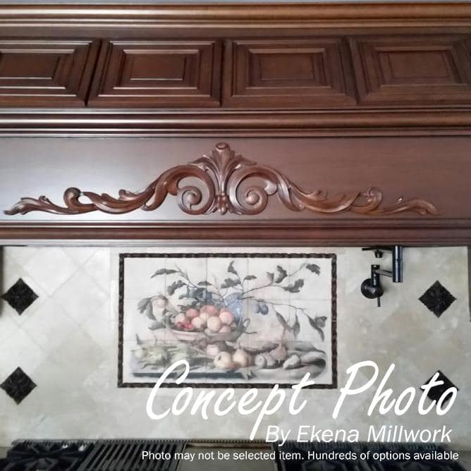 Maple Large Green Leaf Center with Scrolls Decorative Onlay