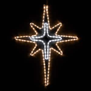 28 in. 149-Light LED Warm and Cool White Hanging Bethlehem Star with Cross Center