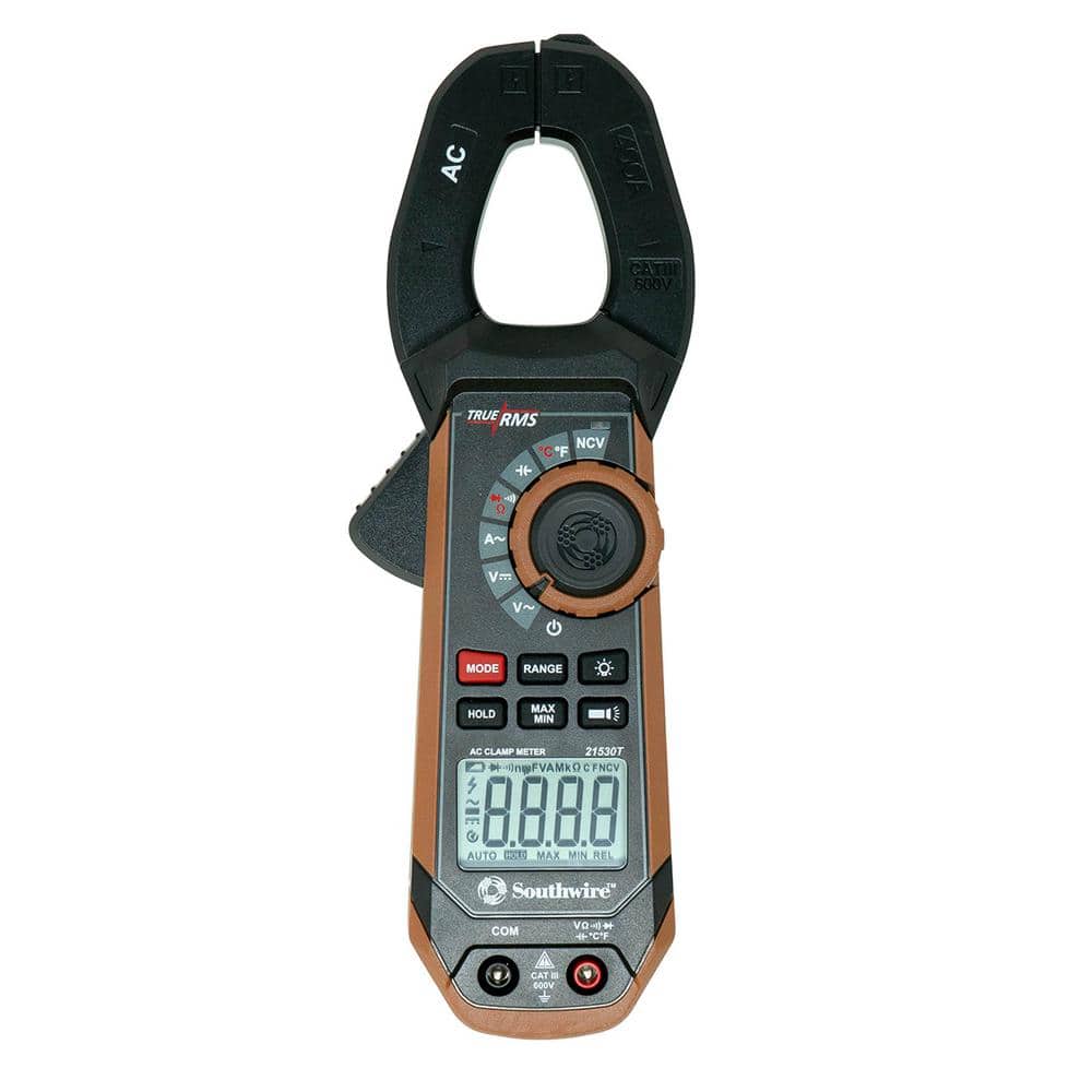 Southwire 400 Amp AC Clamp Meter with True RMS, Built-In NCV, Worklight, and Third-Hand Test Probe Holder -  65031640