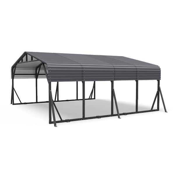 20 ft. W x 20 ft. D Heavy-Duty Galvanized Steel Carport with Reinforced Frame and Sloped Roof