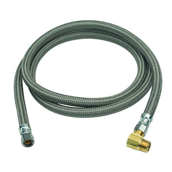 BrassCraft 3/8 in. Compression x 3/8 in. Compression x 72 in. Braided Polymer Dishwasher Connector with 3/8 in. Compression Elbow