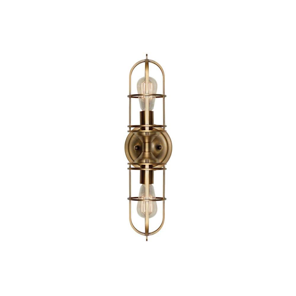 Antique Brass 2-Light Dimmable Vanity Sconce