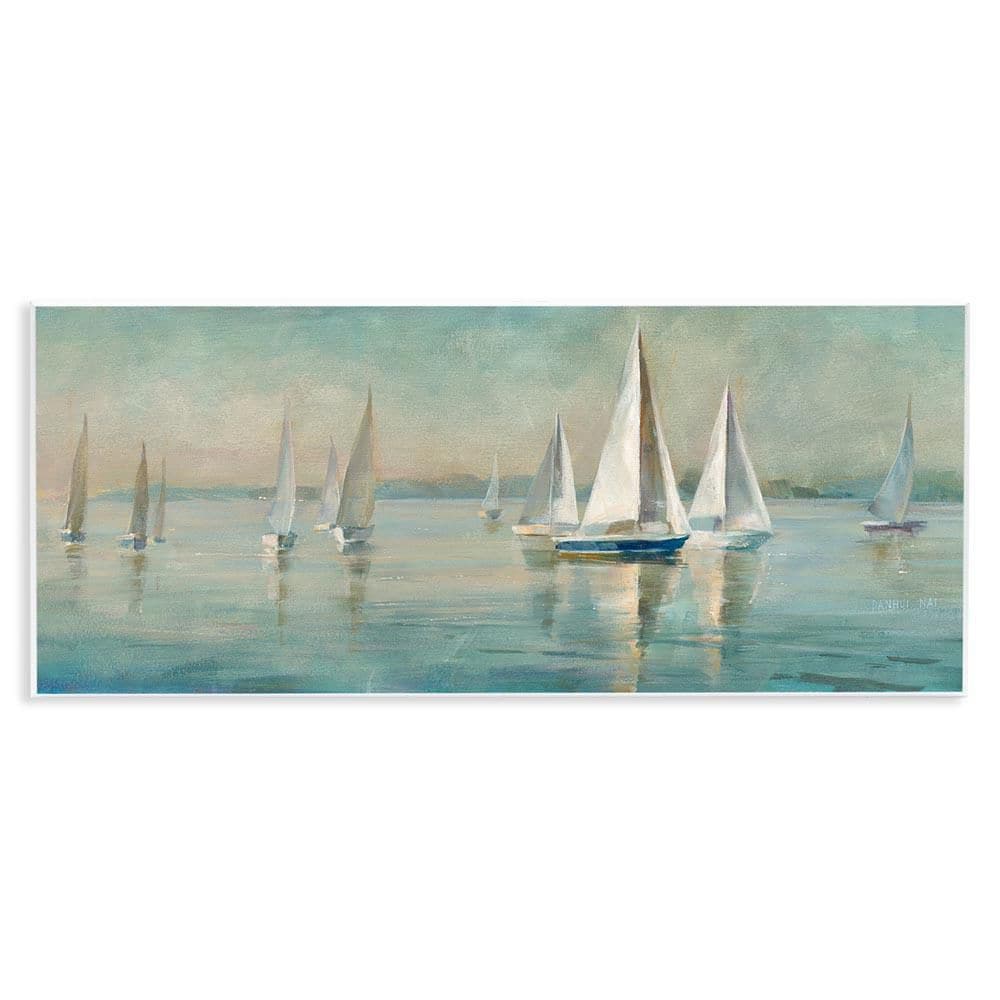 Panoramic Sailing at Sunrise by Danhui Nai Unframed Coastal Graphic Art Print 7 in. x 17 in. price history on PriceWatchPro