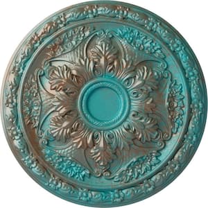20 in. x 1-5/8 in. Baile Urethane Ceiling Medallion (Fits Canopies upto 3-1/4 in.), Copper Green Patina