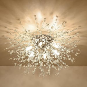 19.7 In. Flush Mount Ceiling Lights, Gold Crystal Sputnik Firework Close to Ceiling Lamp LED Ceiling Lighting Fixtures