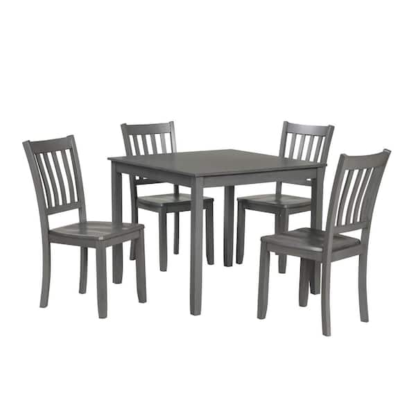 Furniture of America Sherry 5-Piece Square Walnut Wood Top Dining Room Seats-4