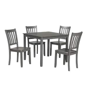 Sherry 5-Piece Square Gray Wood Top Dining Room (Seats-4)