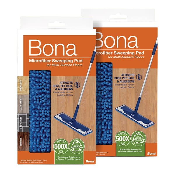 Bona 17 in. Microfiber Mop Pet System Sweeping Mop Refill Pad (2-Pack)