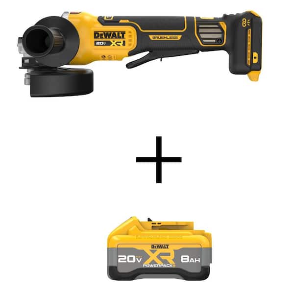 DEWALT 20V XR Lithium-Ion Cordless 4-1/2. in. to 5 in. Variable Speed Angle Grinder with 20V Max XR 8.0 Ah Battery Pack