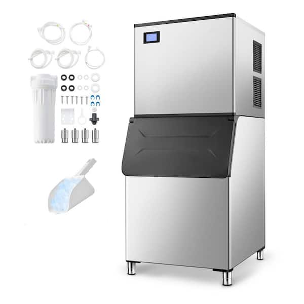 30.1 in. Commercial Ice Maker Machine 800LBS/24H with 500LBS Large Storage Silver Self-Cleaning Ice Makers Touchscreen