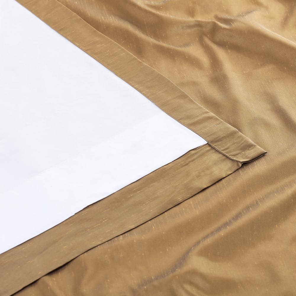 Flax Gold 84" Faux Silk Room-Darkening Curtains