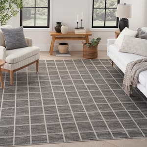Serenity Home Grey Ivory 9 ft. x 12 ft. Linear Contemporary Area Rug