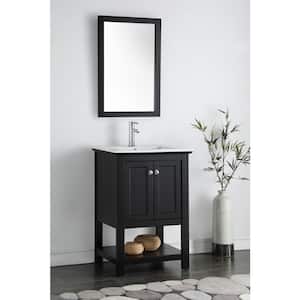 Bradford 20 in. W x 30 in. H Framed Rectangular Bathroom Vanity Mirror in Black