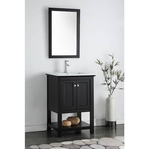 Bradford 20 in. W x 30 in. H Framed Rectangular Bathroom Vanity Mirror in Black