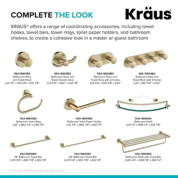 KRAUS Elie Bathroom Shelf Towel Rack with Towel Bar in Brushed