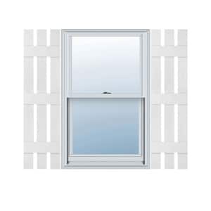12 in. W x 55 in. H Vinyl Exterior Spaced Board and Batten Shutters Pair in White