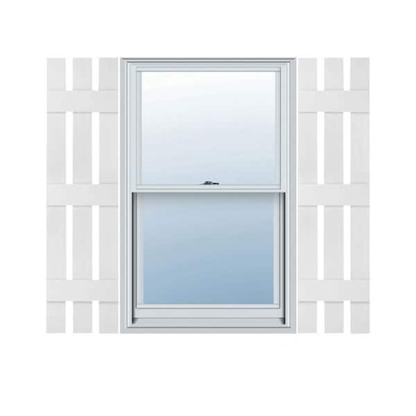 Builders Edge 12 in. W x 55 in. H Vinyl Exterior Spaced Board and Batten Shutters Pair in White