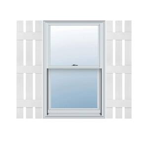 12 in. W x 80 in. H Vinyl Exterior Spaced Board and Batten Shutters Pair in White