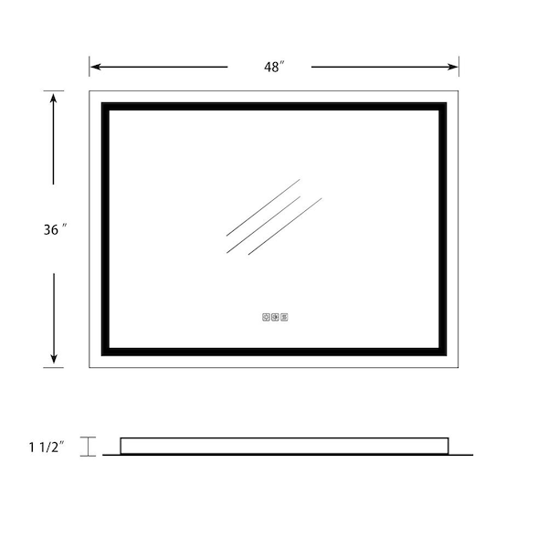 48 in. W x 36 in. H Large Frameless Rectangular Anti-Fog Wall Bathroom Vanity Mirror in Silver