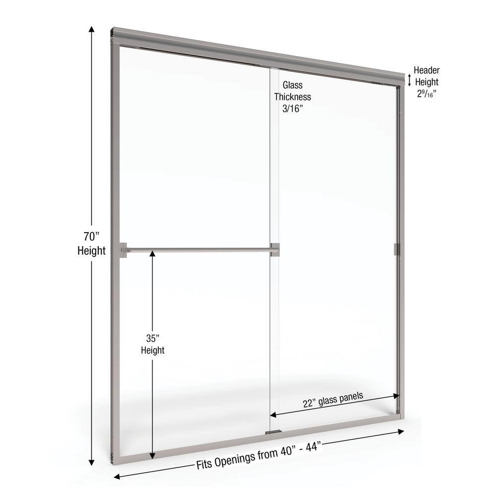 Classic 44-Inch Chrome Semi-Frameless Sliding Shower Door