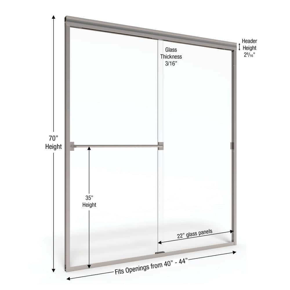 Classic 44" x 70" Chrome Semi-Frameless Sliding Shower Door