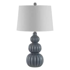 Corina 25.5 in. Gray Table Lamp with White Shade