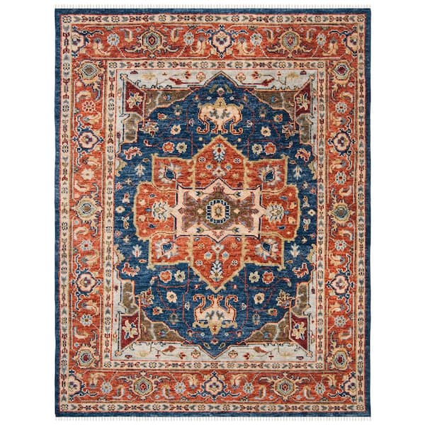 Samarkand 10 ft. x 14 ft. Navy/Rust Ornate Border Area Rug