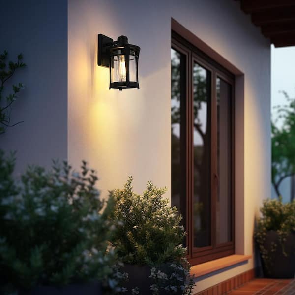 11 in. Black Outdoor Hardwired Wall Sconce with No Bulbs Included